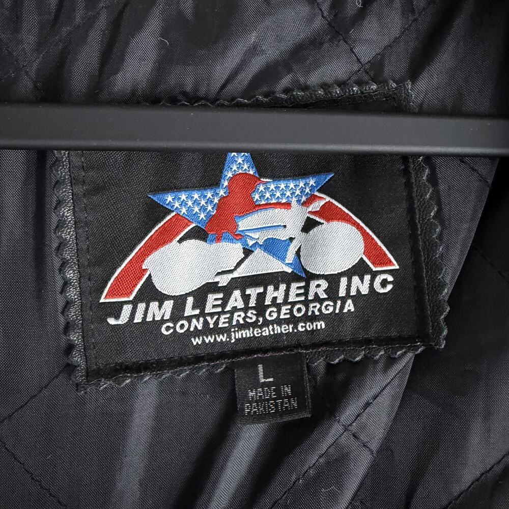 Jim Leather Jacket Womens Large Black Western Bone Bead Biker Motorcycle Zip - Picture 6 of 11